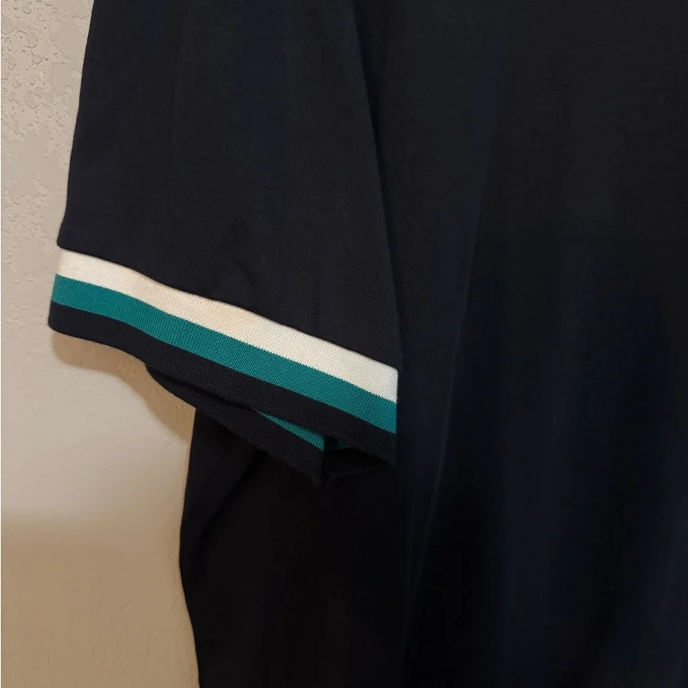 Boss Dark Blue Polo with Striped Sleeves - Picture 4 of 4